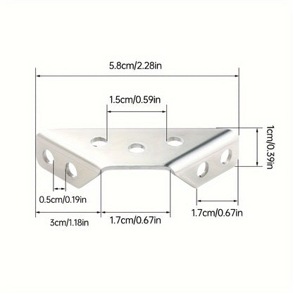 32-Piece Stainless Steel Corner Bracket Set - Durable, easy-to-install metal brackets for wood and metal furniture frames