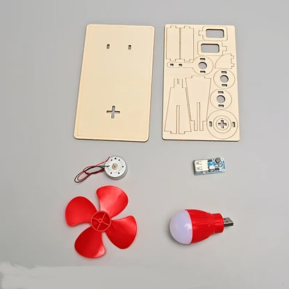 1 Wind Power Model - Steam Experiment Kit with fan blades, current and glowing bulb for fun physics experiments