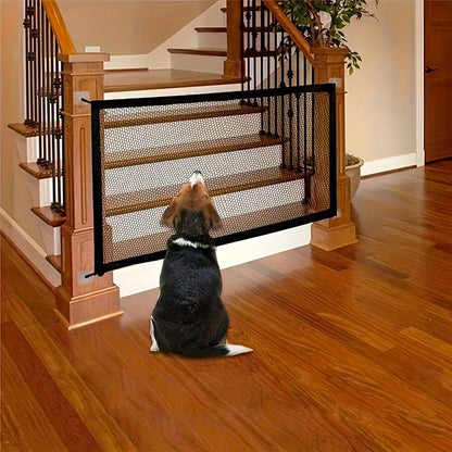 1.8m Easy-Install Pet Safety Gate for Dogs & Cats - Nylon Mesh Barrier for Rooms and Stairs, Versatile Use