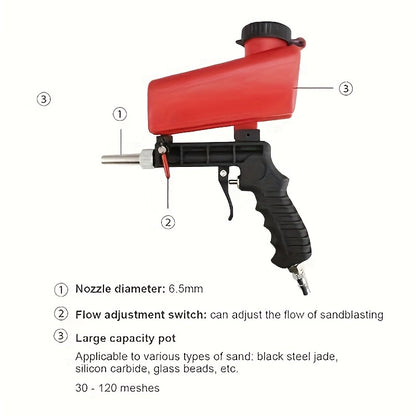 Portable Handheld Pneumatic Sandblasting Gun - No Battery Required, Ideal for Grinding & Finishing Projects