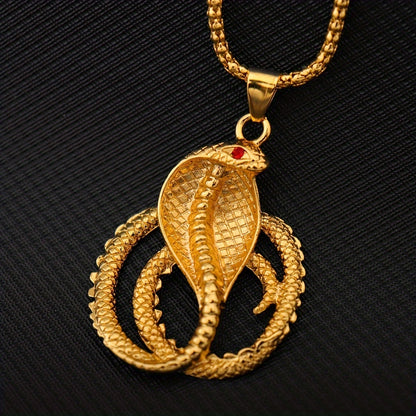 Snake-shaped men's headdress, hip-hop pixie headdress, red-eyed golden snake headdress