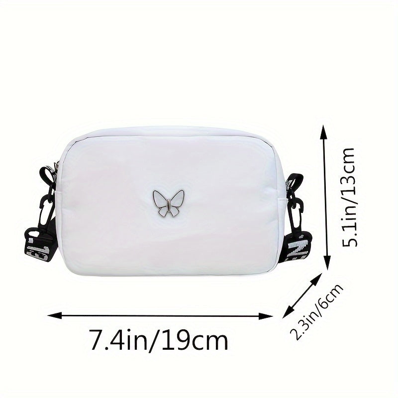 Women's Solid Nylon Shoulder Bag, Lightweight Crossbody Bag with Adjustable Strap and Tassels, Casual Everyday Crossbody Bag with Polyester Lining, Zipper Solid Pattern Fashion Accessories