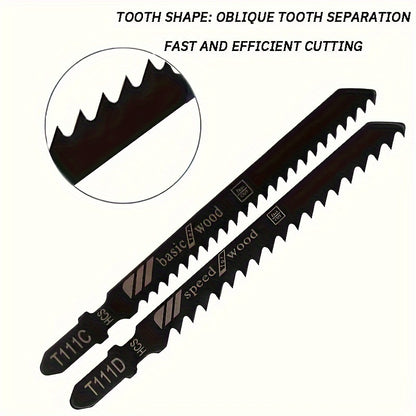 10pcs Jigsaw Blade Set - Fine & Coarse Teeth For Wood, Metal, Plastic - Prevents Edge Collapse & Explosion