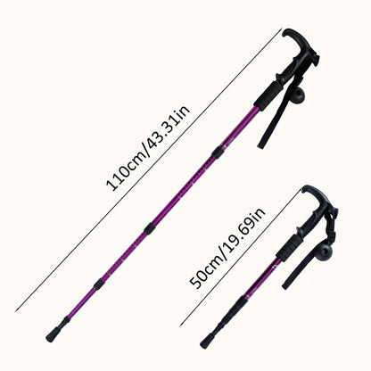 Outdoor travel walking stick retractable four-section elderly trekking stick aluminum alloy hiking stick 4 mountaineering buckles
