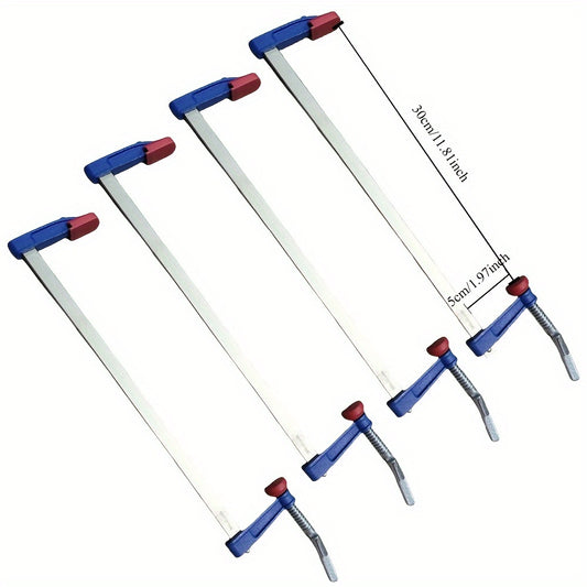 Set of 4 Heavy Duty Cast Iron F-Clamps, 50mm x 300mm - Soft Jaws for Woodworking and DIY Projects