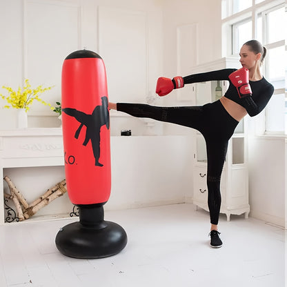 Inflatable Punching Bag - Freestanding Boxing, Karate and Taekwondo Training Punching Post - Target Focus Bag for Home Gym Practice Kicks and Punches - Durable PVC Fabric - For Ages 14+
