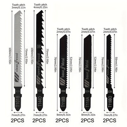 50 Piece Jig Saw Blade Set - High Carbon Steel, Multi-Purpose, for Wood, Metal and Plastic