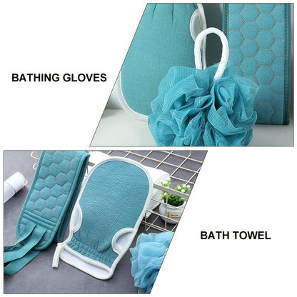 3 Pieces Exfoliating Bath Towel Set, 3 in 1 Back Bath Scrub, Body Cleansing Towel, Soft Bath Glove, Bath Ball Loofah, Exfoliating Skin Towel Bath Tool Set for Back Massage, Deep Body Cleansing, Home Bathroom Shower Scrub Tools,