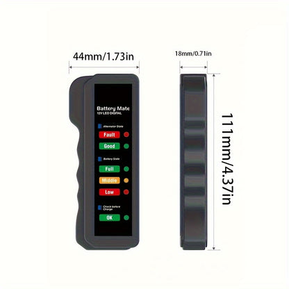 Mini Digital Car Battery and Alternator Savior - 12V Instant Read Tester with 6LED Display - Portable, Comprehensive Car and Motorcycle Diagnostics