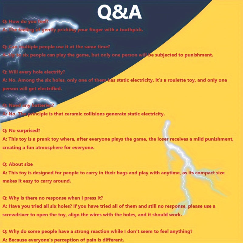 Mini electric shock roulette toy six-hole lie detector toy does not require batteries for multiple people to play Halloween/Thanksgiving/Christmas gifts