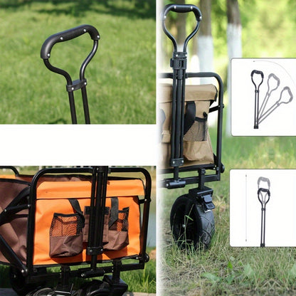 Versatile Foldable Travel Stroller with Quiet Wheels, Cup Holder and Side Pockets - Adjustable Handle for Camping, Gardening, Sports, Picnics and Shopping