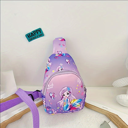 1pcs Girls Mermaid Cartoon Chest Bag, Small Nylon Chest Bag, Ideal for Gifts