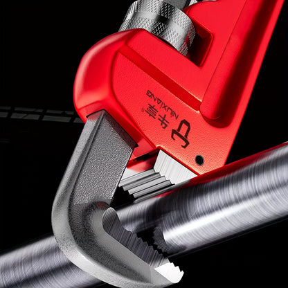 Heavy-Duty Adjustable Straight Pipe Wrench Set - 8 Inch/10 Inch/12 Inch Versatile Plumbing Wrench with Heat Treated Adjustable Jaw, Soft Grip Handle, and Durable Construction for Efficient Household Plumbing Repairs, Red