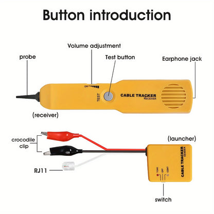 Line Tracer, Cable Finder Tone Generator Probe Tracer, Anti-interference Multifunction Finder, Tone Transmitter and Probe Set with RJ11 Plug and Storage Bag, Network Cable Continuity Tester (without Batteries)