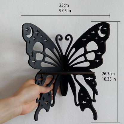 1pc, Creative Simple Wall Display Rack (Nail Not Included), Rustic Style Wooden Butterfly and Lotus Wall Decor Pendant, DIY Assembled Wooden Storage Rack