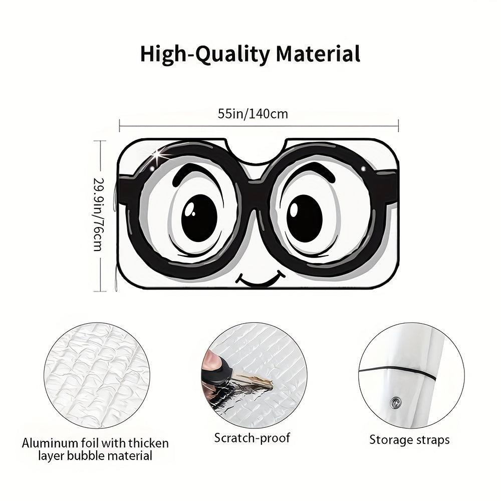 1pc  Fun Cartoon Eyes Design RV Windshield Sunshade  Includes 4 Suction Cups  Ideal for Keeping SUVs and Trucks Cool and Protected from the Sun