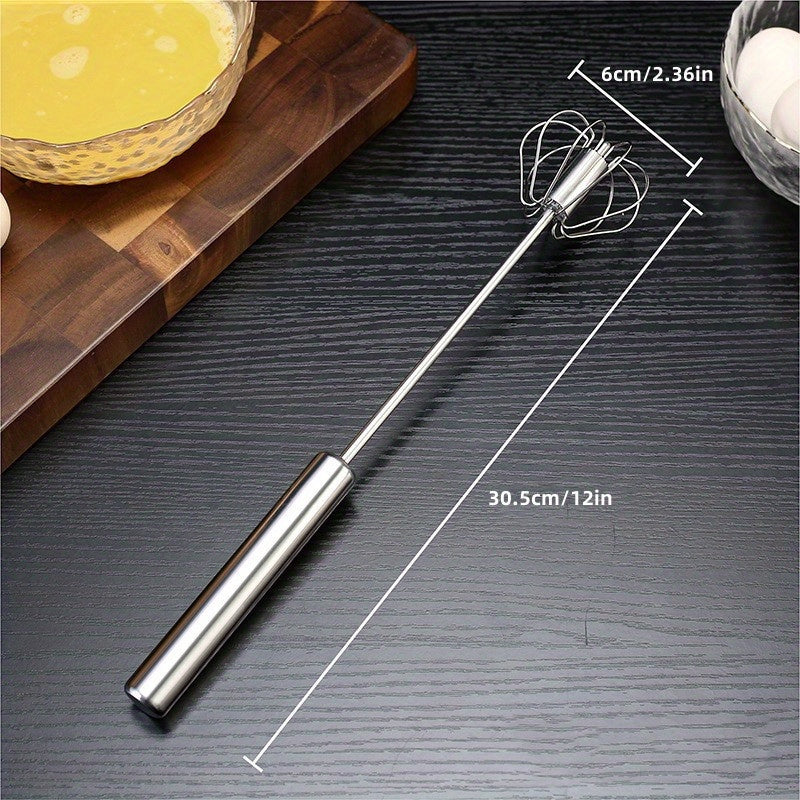 Stainless steel semi-automatic egg beater, kitchen baking tools, stainless steel manual push-type egg beater for restaurants