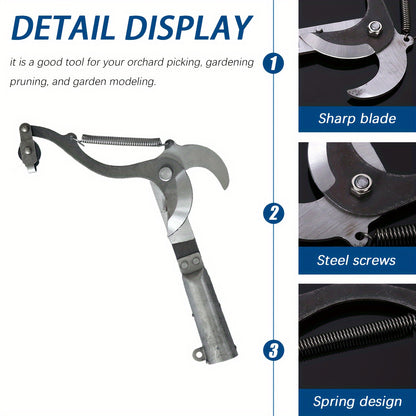 High Carbon Steel Pruning Shears, 32.0 cm - Modern Style, Cordless Pruner with Pulley Design and Cord for Fruit Trees