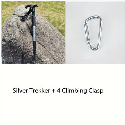 Outdoor travel walking stick retractable four-section elderly trekking stick aluminum alloy hiking stick 4 mountaineering buckles