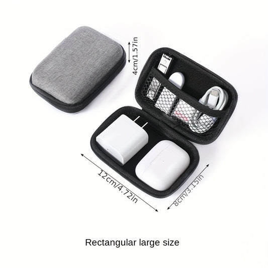 1 piece, charger data cable storage bag, portable earphone USB storage box, solid color charger power cable hard disk protective cover