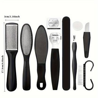 10 Pieces Stainless Steel Foot File Set - Professional Unscented Pedicure Tools for Dead Skin Removal and Foot Care Manicure Essentials