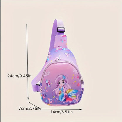 1pcs Girls Mermaid Cartoon Chest Bag, Small Nylon Chest Bag, Ideal for Gifts