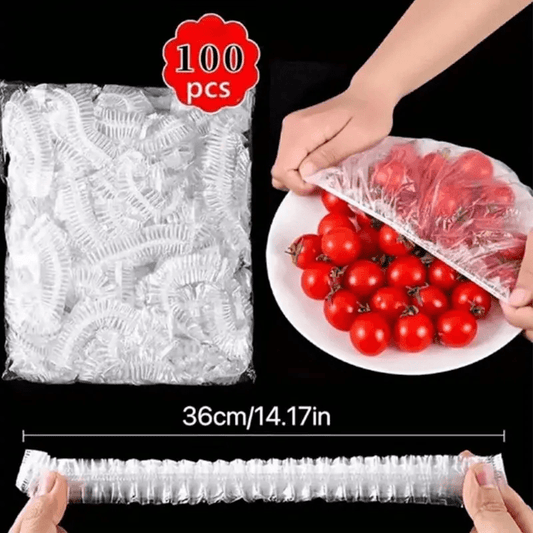 100pcs Plastic Packaging Covers - Food Grade PE Film, Elastic Bowl Covers, Disposable Kitchen Supplies - Keep Your Food Fresh and Safe