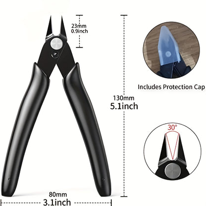 5-Inch Precision Wire & Zip Tie Cutters - Expert Craftsmanship for Jewelry Making, Electronic Repairs & Hobbyists - Durable, Ergonomic Design