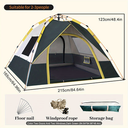 Versatile Waterproof & Windproof Tent with Dual Doors - Ideal for Family Camping, Hunting, Hiking, and Travel