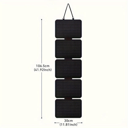 1pc Elegant Black Felt Jewelry Storage Box - 5-Layer Hanging Storage with Large Capacity and Foldable Design for Earrings, Pendants, Necklaces and Bracelets - Versatile Badge and Pin Display with Lanyard