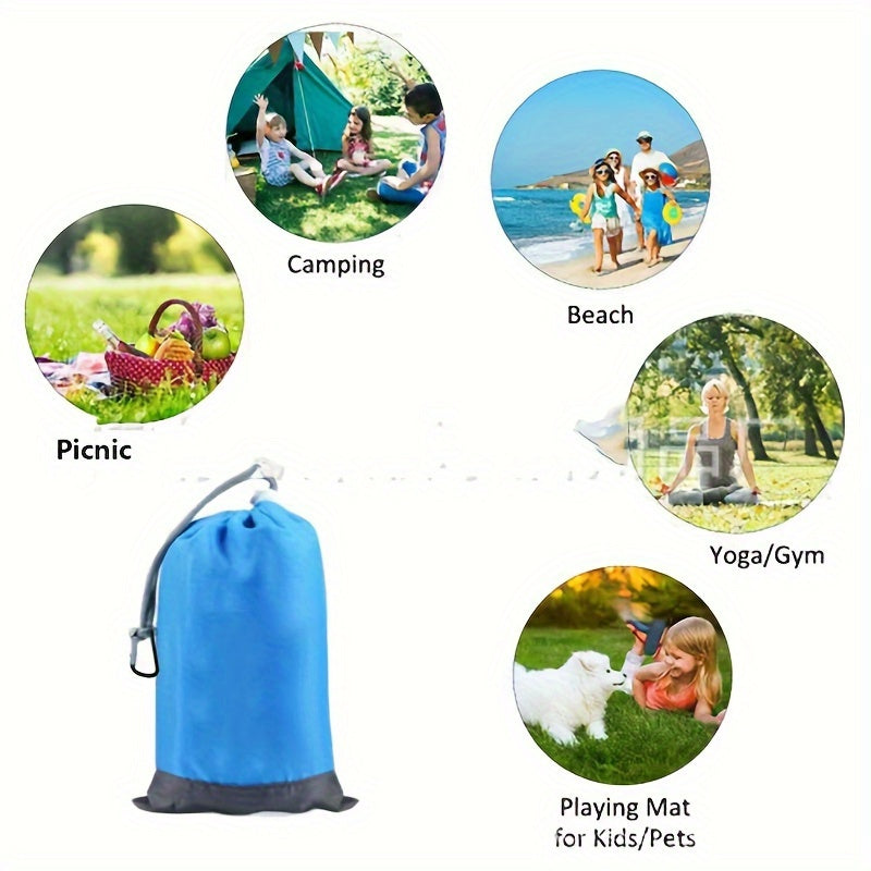 Waterproof Twill Nylon Picnic Mat - Durable, Moisture-Proof, Foldable, and Portable for All-Season Outdoor Camping and Beach Trips - Easy Hand Wash Only