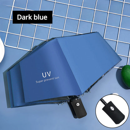 Automatic opening folding umbrella with UV protection, 8 steel ribs, 190T polyester pongee fabric, windproof, compact, sun and rain protection - Professional for business and travel