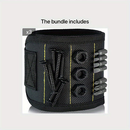 1pc Mighty Magnetic Tool Wristband - Super Strong Neodymium Magnets Hold Nails, Screws, & Tools Securely - Durable Work Essential for Hands-Free Convenience