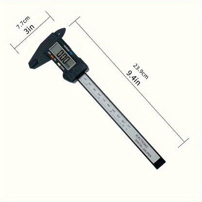 1-Pack Carbon Fiber Digital Vernier Caliper, Electronic LCD Display Micrometer Measuring Tool with Triangular Scale - Precision Gauge, Range 150mm, Accuracy 0.1mm