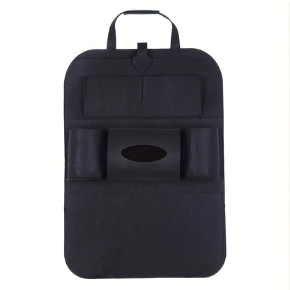 Universal Black Felt Car Seat Back Storage Bag - Travel Accessories - Multi-Pocket Car Accessory Holder, Non-Woven Design, Used to Organize Items, Keep Your Car Tidy, Easy to Install