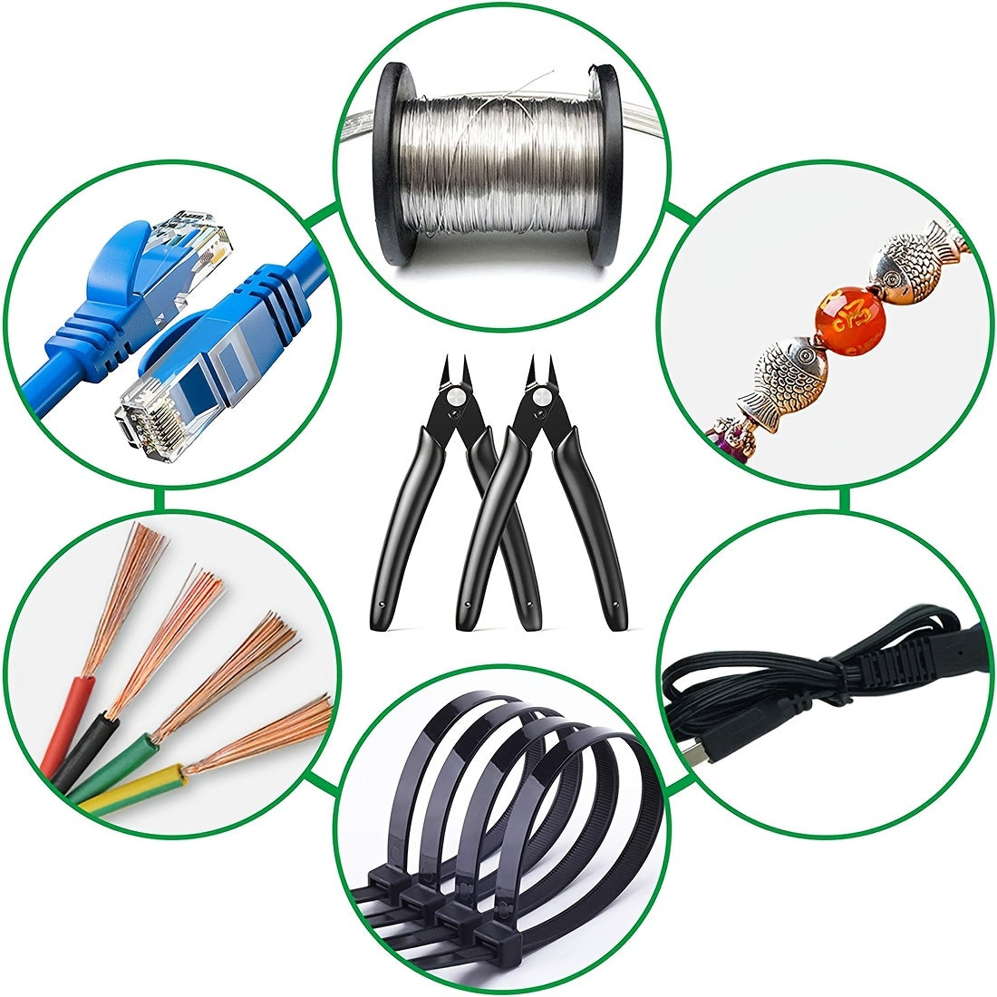 5-Inch Precision Wire & Zip Tie Cutters - Expert Craftsmanship for Jewelry Making, Electronic Repairs & Hobbyists - Durable, Ergonomic Design