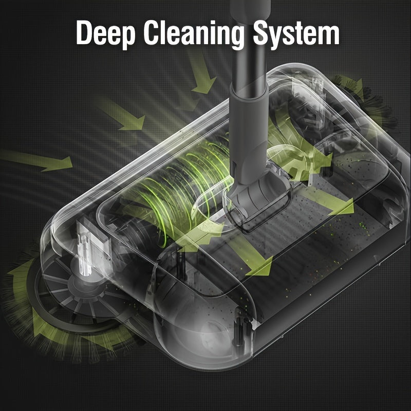 3-in-1 Manual Push Broom - Multi-function Cleaning Tool with Sweeping and Mopping Functions - Spiral System for Deep Cleaning - Crumb, Pet Hair and Dust Remover for Home, Office, Kitchen - Essential for Hardwood, Tile, Floor Cleaning