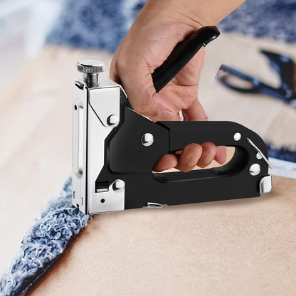 Bamda 3-in-1 Heavy-Duty Manual Staple Gun Kit with 300 Staples - Carbon Steel Uncharged Stapler for Upholstery, Woodworking, Decoration, Furniture, Door & Window Trim