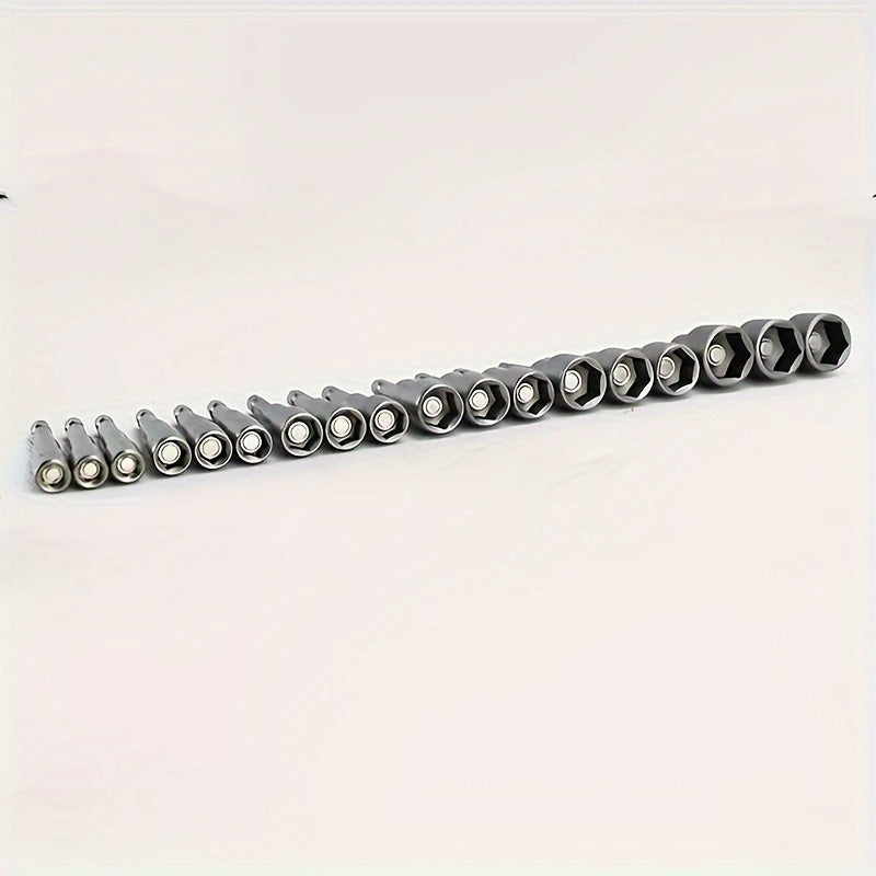 9-Piece Set of 5Mm to 13Mm Hex Socket Screwdriver Bits for Drills - Carbon Steel Construction
