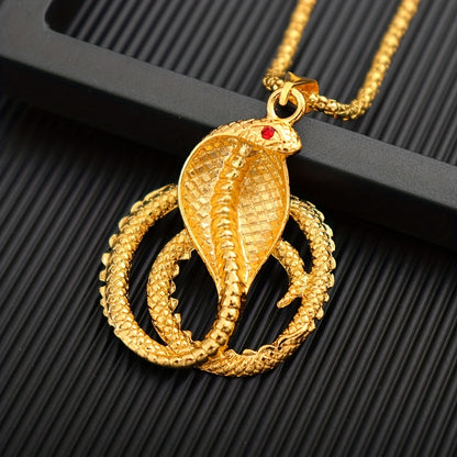 Snake-shaped men's headdress, hip-hop pixie headdress, red-eyed golden snake headdress