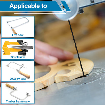 40Pcs Scroll Saw Blade Pin End Set Compatible With 3921 3922 SK5 High Carbon Steel 12.7cm 15TPI Woodworking Metal Cutting Scroll Saw Blade Kit For Softwood Hardwood Wood Cutting Saw Blades Metal Cutting Saw Blades 15TPI Scroll Saw Blade