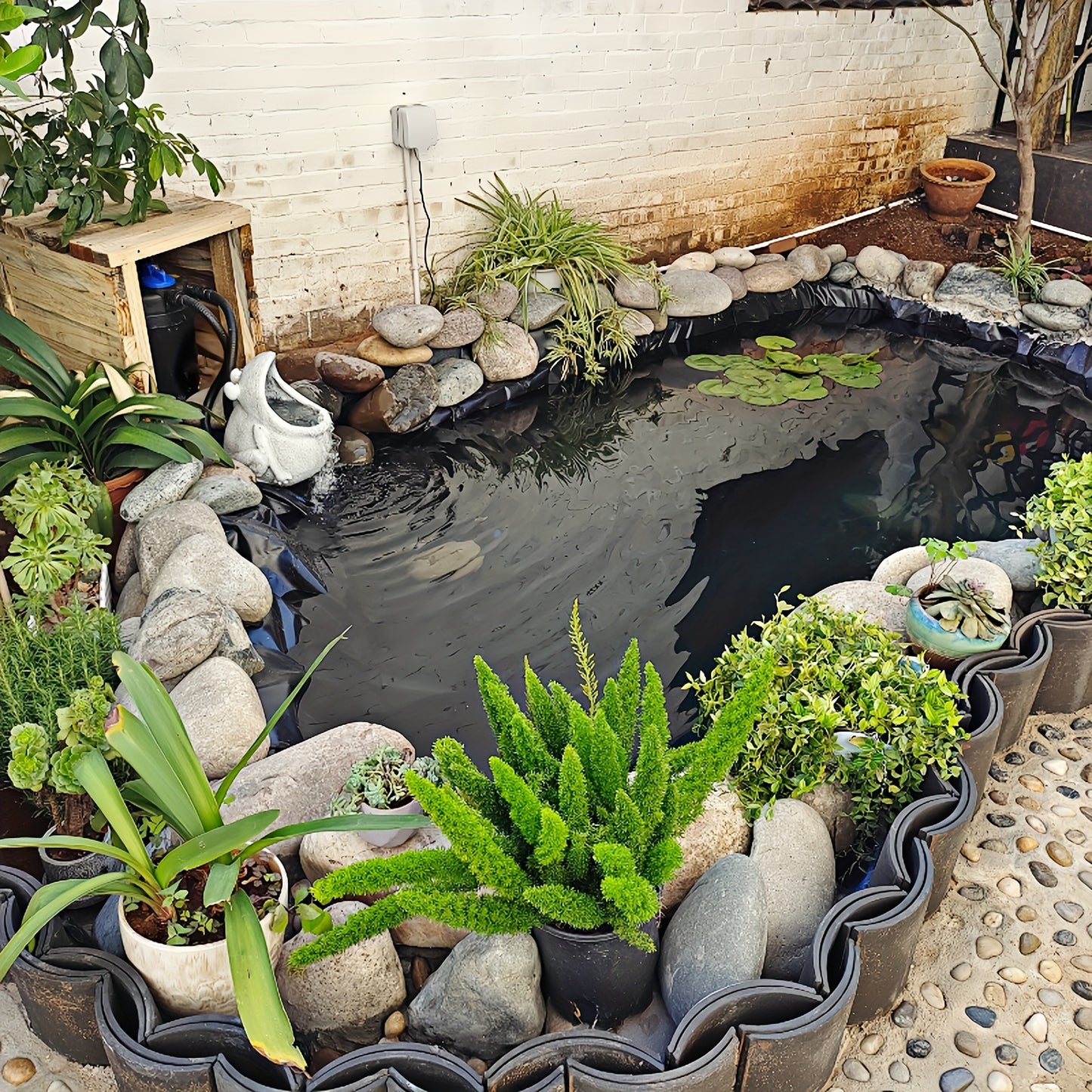 1 Pack Heavy Duty Pond Membrane Liner - Create a Stunning Garden Water Feature - Durable, Waterproof Landscape Membrane for a Beautiful Outdoor Paradise - Bonus Pond Cover Included