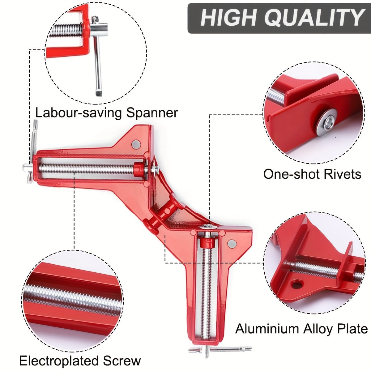 2pcs Adjustable Corner Clamps Set - 90 Degree Right Angle Clamp for Woodworking, Picture Frames, Welding, Fish-tanks, Cabinets, Shelf Holder, DIY Hand Tool with Corner Square Function