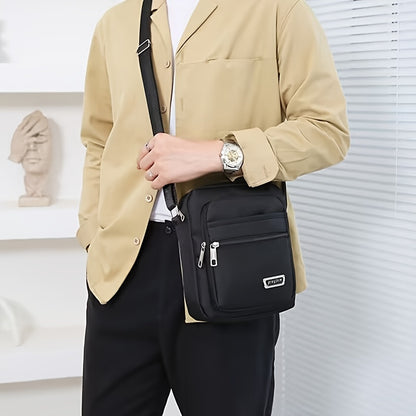 Men's Casual Nylon Crossbody Bag - Adjustable Shoulder Strap, Tassel Detail, Black - Perfect for Daily Commuting and Sports