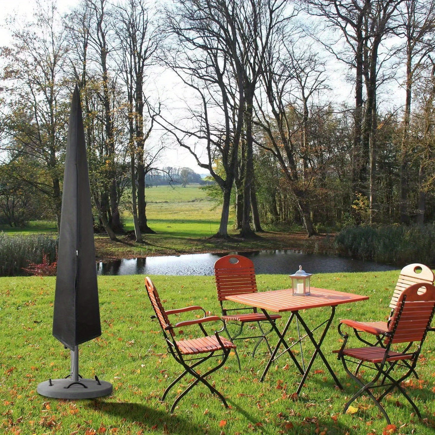 1pcWaterproof Umbrella Cover - 210D Oxford Cloth, UV Protection, Dustproof, Fits 84-125 Inch Market Umbrellas