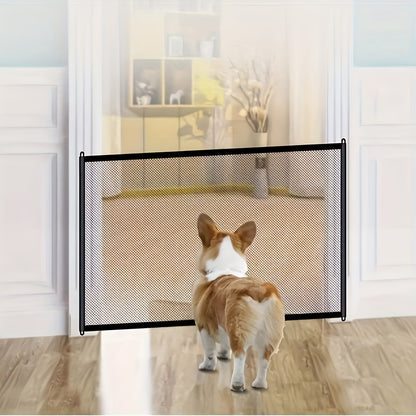 1.8m Easy-Install Pet Safety Gate for Dogs & Cats - Nylon Mesh Barrier for Rooms and Stairs, Versatile Use