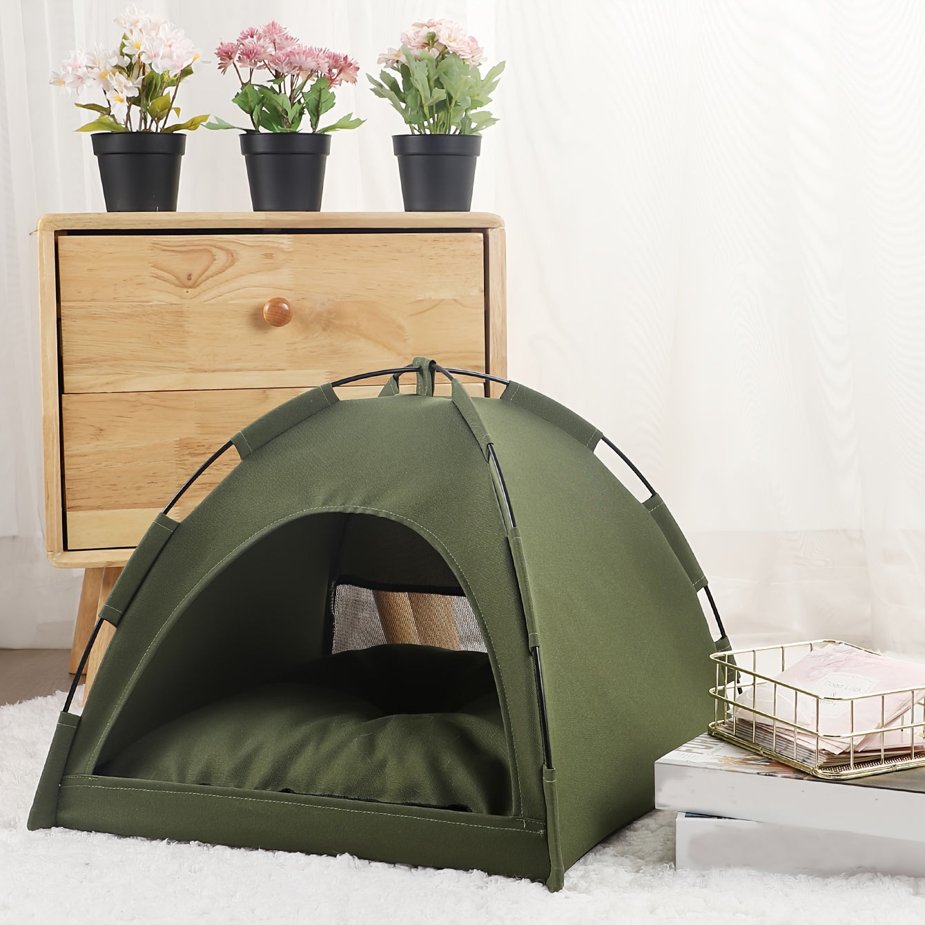 Cozy Companion Pet Tent - Ultra Soft, Comfortable, and Spacious Sleeping Nest with Solid Color Design for Cats and Dogs - Portable, Easy to Assemble, and Machine Washable