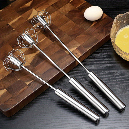Stainless steel semi-automatic egg beater, kitchen baking tools, stainless steel manual push-type egg beater for restaurants