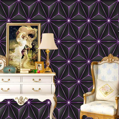 PVC Tri-Proof Purple Geometric Wallpaper Roll - Easy Peel and Stick, Removable, Suitable for Kitchen, Bedroom, Bathroom - Great for DIY Home and Commercial Decoration