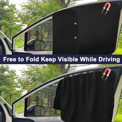 4-Piece Magnetic Car Sun Visor Set - Thick Mesh Side Window Visors, Heat Insulation, UV Protection, Fits Most Vehicles